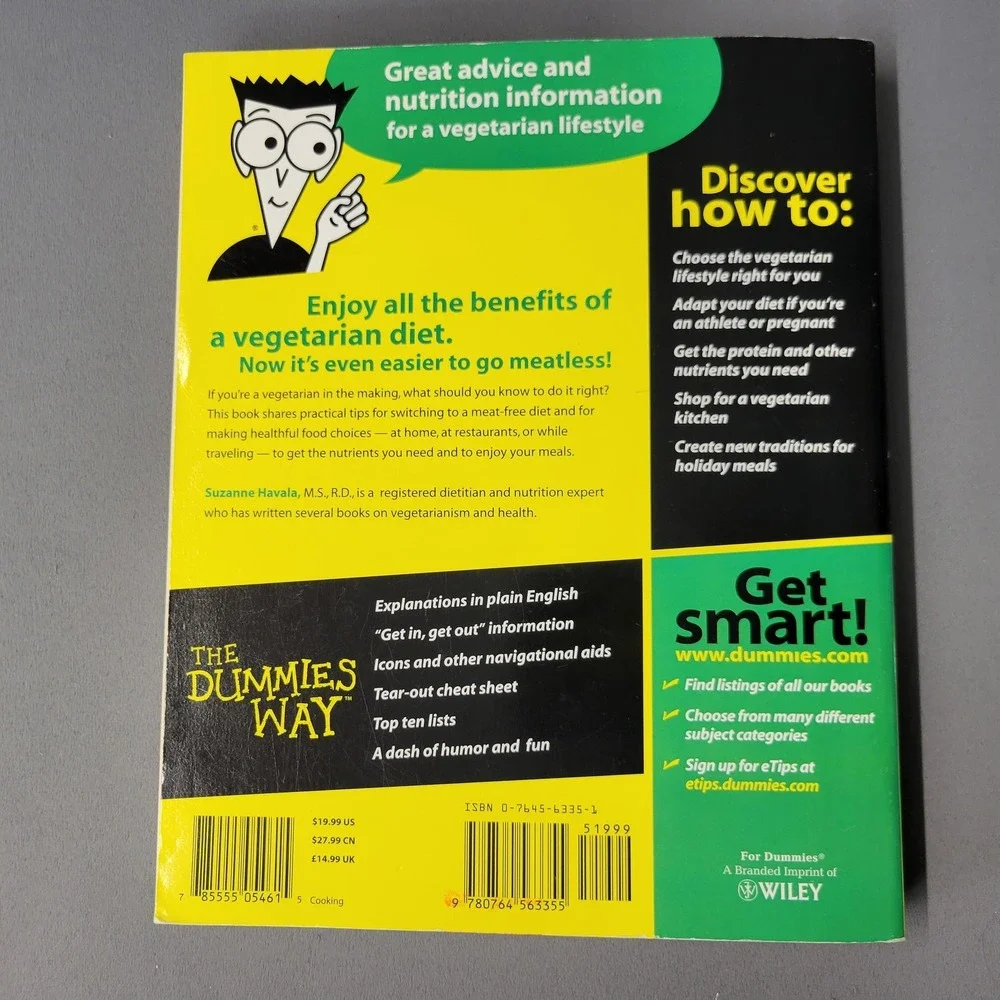 Being Vegetarian For Dummies Book Suzanne Havala Paperback Diet Nutrition Guide